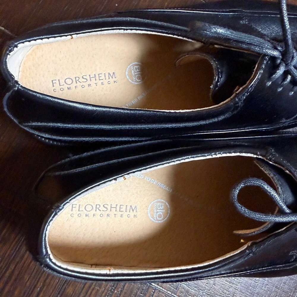 Florsheim Cortland Oxford Mens 10.5D Black Leather Square Toe Dress Shoes Office
